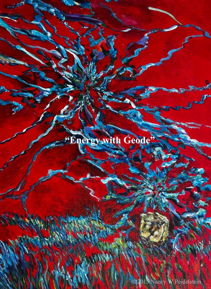 Painting "Energy with Geode" - acrylic 16" x 12"  (contact regarding availability) 